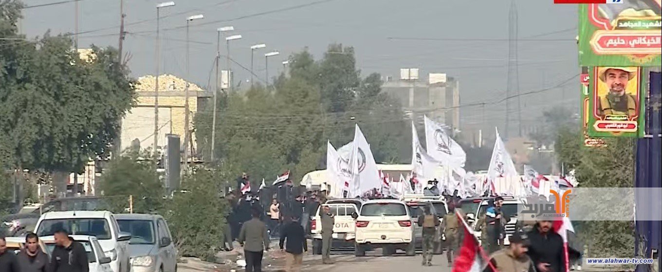 انطلاق مراسيم تشييع شهداء العدوان الأمريكي على القائم وعكاشات